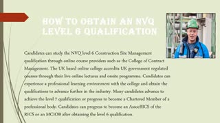 NVQ Level 6 Construction Site Management